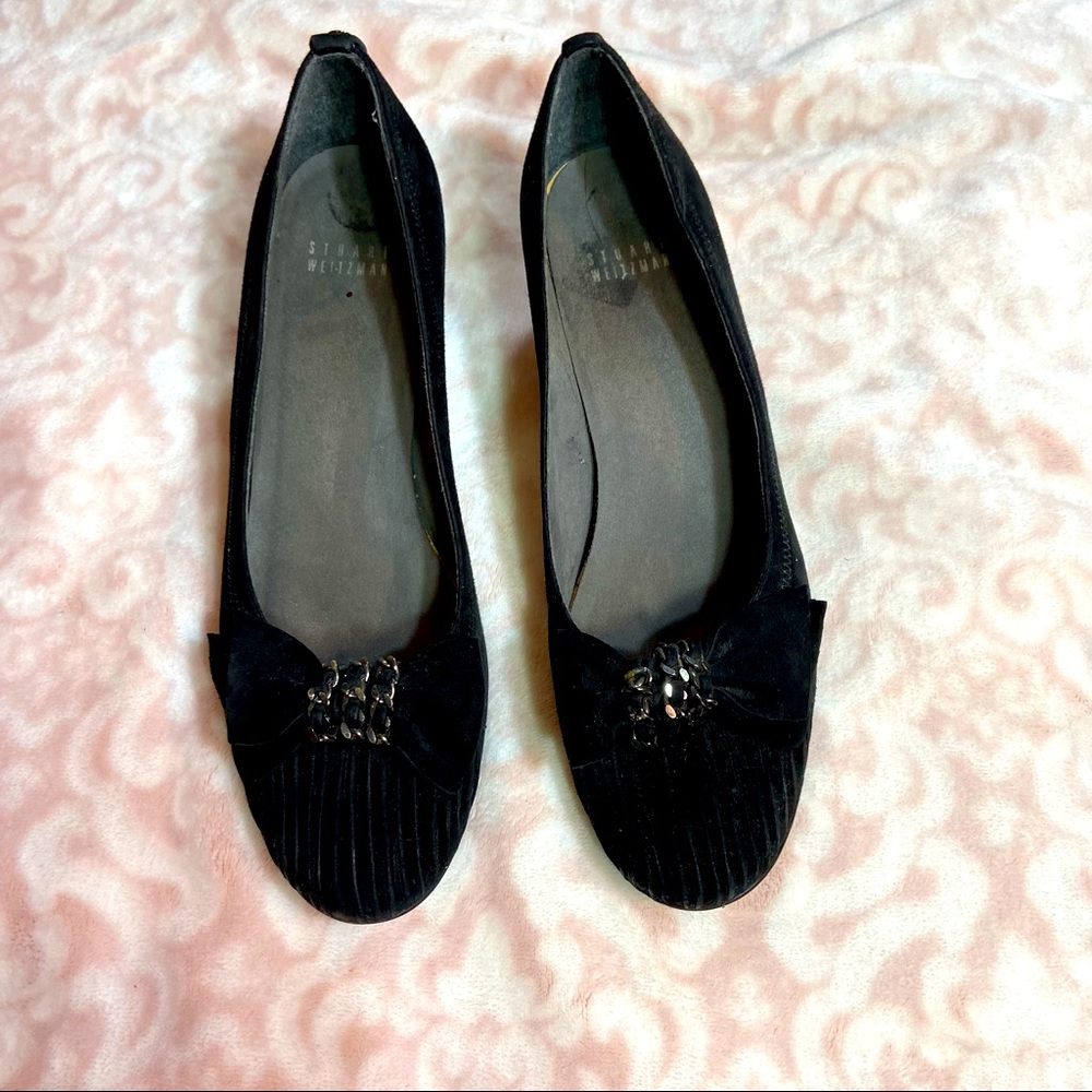 Stuart Weirzman black suede wedge shoes Sz8/9